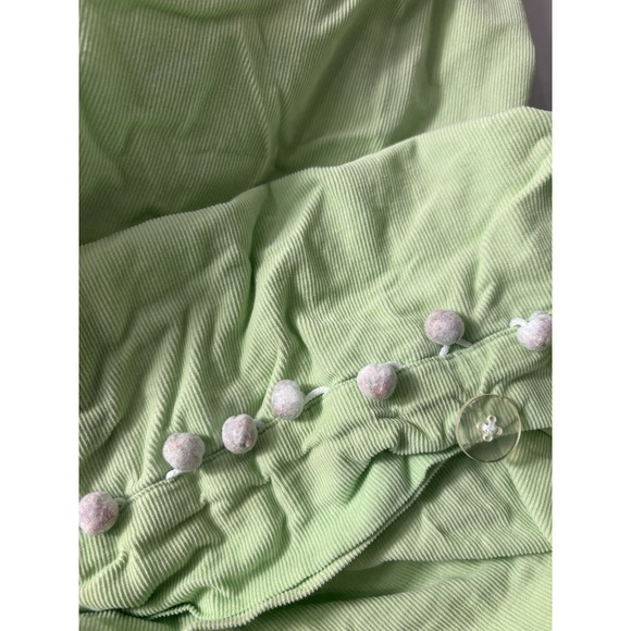 Pottery Barn PB Teen Muffy Cord Twin Duvet & Standard Sham Lime Green Pom Poms - Picture 5 of 8